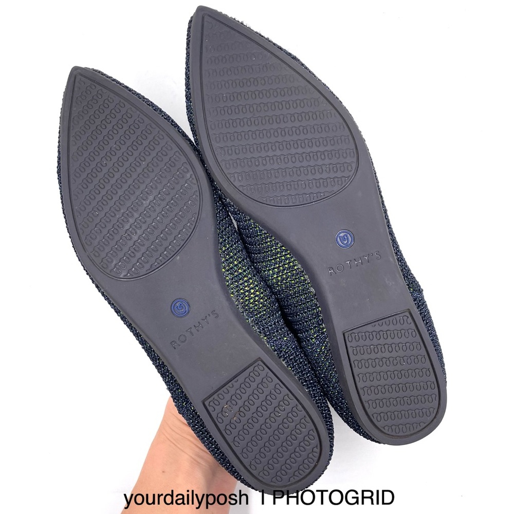 Rothy’s retired metallic blue green lattice stitch flats women’s US 6.5 - Picture 11 of 16